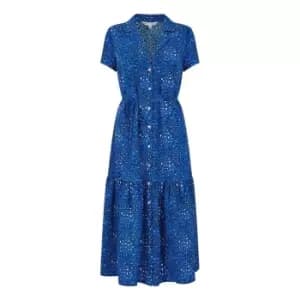 Image of Yumi Blue Animal Print Midi Shirt Dress - Blue