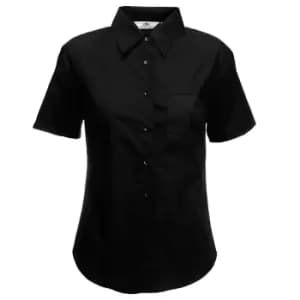 Image of Fruit Of The Loom Ladies Lady-Fit Short Sleeve Poplin Shirt (S) (Black)