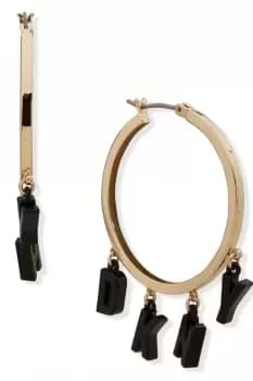 Image of Ladies DKNY Jewellery PE 35MM DKNY HOOP GLD/BLACK 04G00388