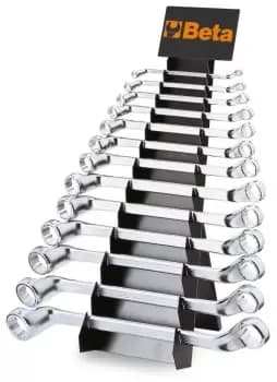 Image of Beta Tools 90/SP13 13pc Set Double End Bi-Hex Deep Offset Ring Spanners (Rack)