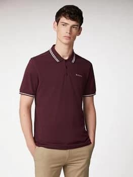 Image of Ben Sherman Classic Tipped Polo - Wine, Wine, Size XL, Men