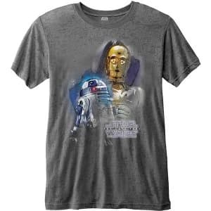 Image of Star Wars - Episode VIII Droids Portrait Unisex Large T-Shirt - Grey