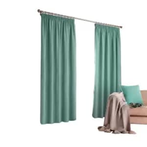 Image of Furn Harrison Pencil Pleat Faux Wool Curtains (Pair) (168x183cm) (Marine Blue)