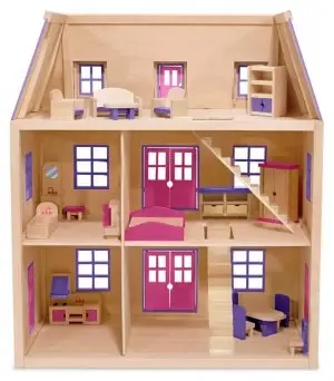 Image of Melissa and Doug Multi Level Wooden Dollhouse