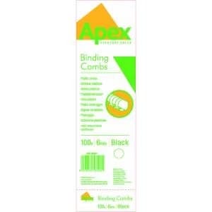 Image of Fellowes Apex Plastic Binding Combs 6mm Black Pack of 100 6200102