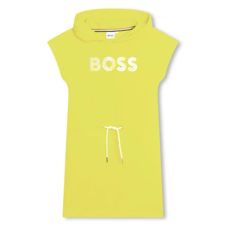 Image of Boss Kids Over the Head Relaxed Fit Hoodie Dress Lime 609 female 10Y