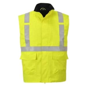 Image of Biz Flame Hi Vis Flame Resistant Rain Bodywarmer Yellow 2XL