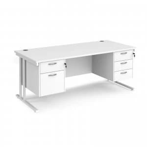 Image of Maestro 25 WL Straight Desk With 2 and 3 Drawer Pedestals 1800mm - whi
