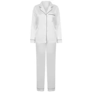 Image of Towel City Womens/Ladies Satin Long PJ Set (XL/XXL) (White)