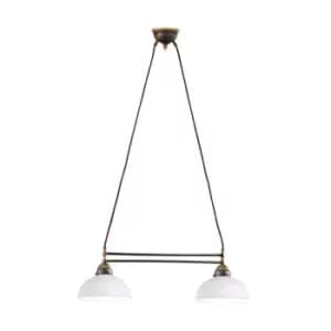 Image of Nonna Cottage Style Glass Straight Chandelier Matt Antique Brass, 2x E27
