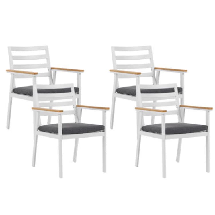 Image of Beliani Set Of 4 Garden Chairs With Cushions Cavoli Metal Grey