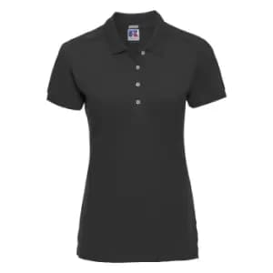 Image of Russell Womens/Ladies Stretch Short Sleeve Polo Shirt (XS) (Black)