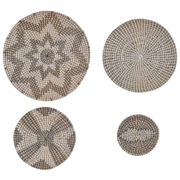 Image of Beliani Set Of Hanging Decorations Laocai Seagrass 45/40/30/20 Cm Black