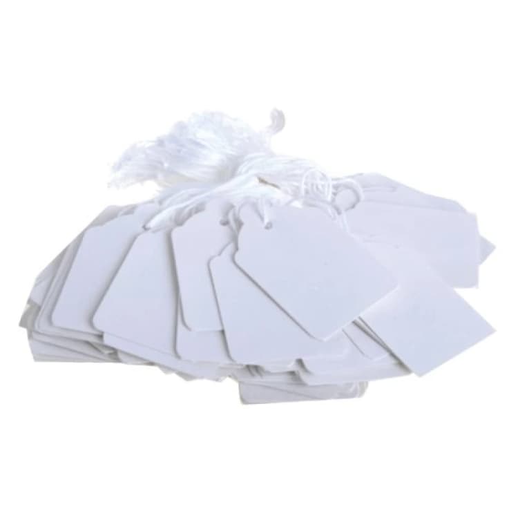 Image of Value Strung Ticket 30 x 21mm White (1000 Pack) KF01617