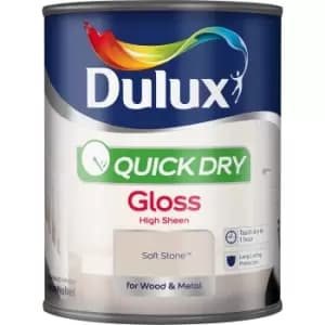 Image of Dulux Quick Dry Soft Stone Gloss High Sheen Paint 750ml