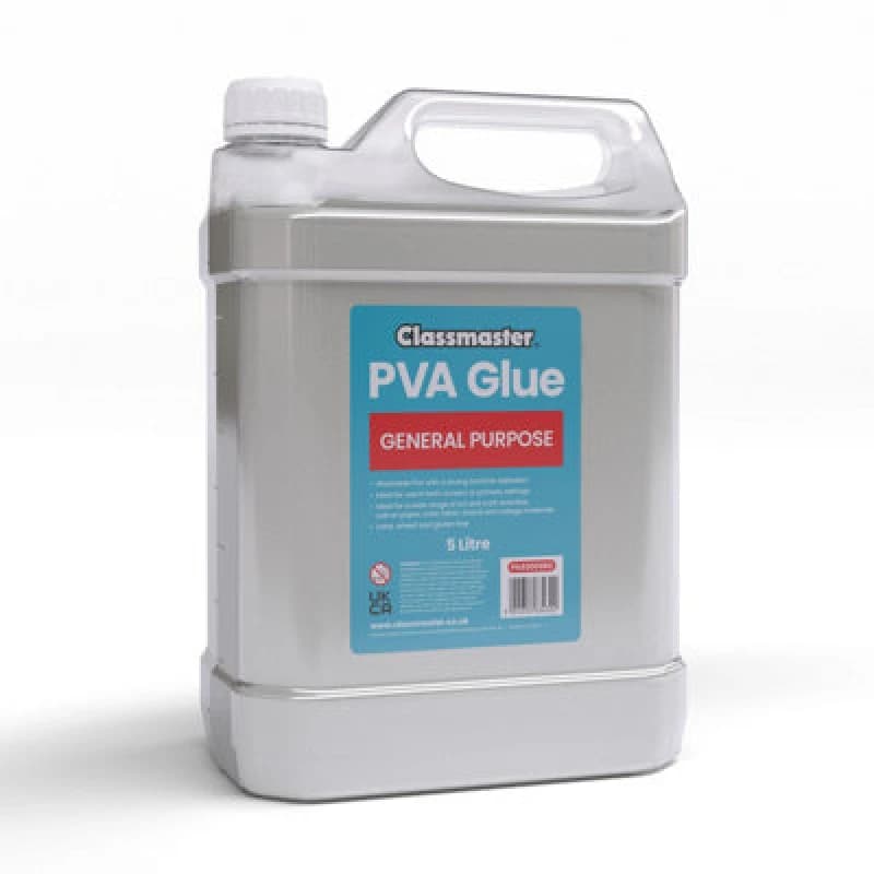 Image of Classmaster Classmaster White Washable Red Label PVA Glue 5L Bottle with Screw Cap PVA5000RD PVA5000RD