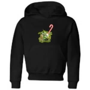 Image of Star Wars Candy Cane Yoda Kids Christmas Hoodie - Black - 5-6 Years