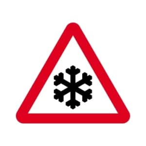 Image of Temporary Snow And Ice Road Sign with Stanchion 750MM