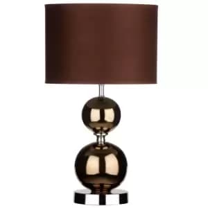 Image of Premier Housewares Table Lamp in Copper Finish with Ceramic Ball Detail