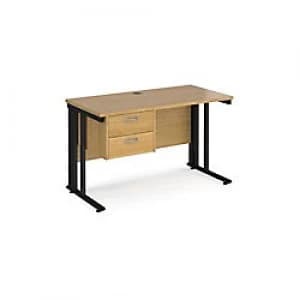 Image of Maestro 25 Cable Managed Desk with Two Drawer Pedestal 600mm White