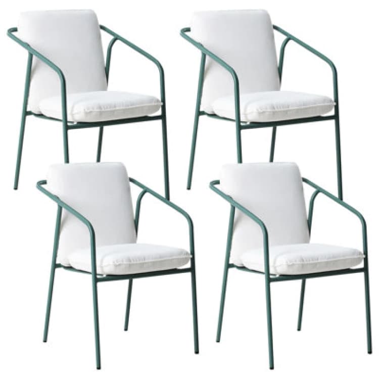 Image of Beliani Set Of 4 Garden Chairs With Cushions Asciano Metal Green