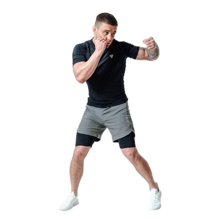 Image of RDX SPORTS T16 2-in-1 Compression MMA Shorts Grey