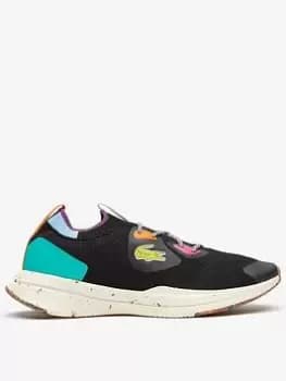 Image of Mens Lacoste Run Spin Eco Textile Trainers Size 10 UK Black / Turquoise