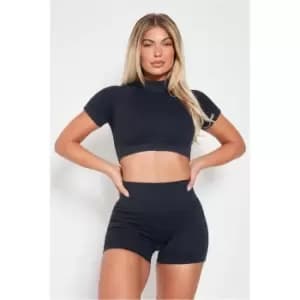 Image of I Saw It First Washed Seamless Sculpt Ruched Bum Short - Black