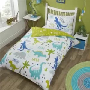 Image of Roarsome Toddler Kids Duvet Cover Set Dinosaur Reversible Bedding Bed Set