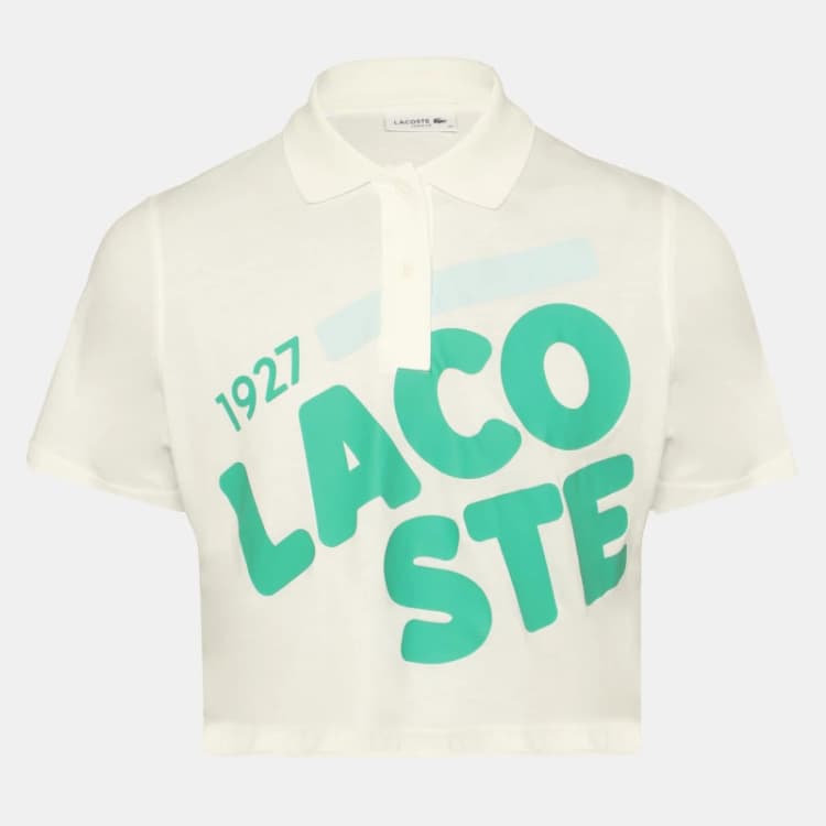 Image of Lacoste Womens Ribbed Collar Short Sleeve Polo Shirt Flour female 6 (34)