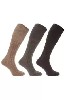 Image of Long Length Ribbed Lambswool Blend Socks (Pack Of 3)