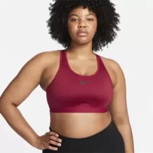 Image of Nike Dri-FIT Swoosh Womens High-Support Non-Padded Adjustable Sports Bra - Red