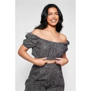 Image of I Saw It First Black Dalmation Print Scuba Skater Mini Skirt - Black
