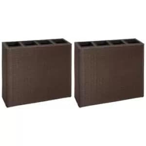Image of Vidaxl Garden Raised Bed With 4 Pots 2 Pcs Poly Rattan Brown(2X41085)
