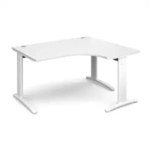 Image of Office Desk Right Hand Corner Desk 1400mm White Top With White Frame 1200mm Depth TR10 TDER14WWH