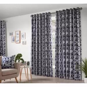 Image of Essential Living Zandi 90" X 108" Navy Ring Top Curtains
