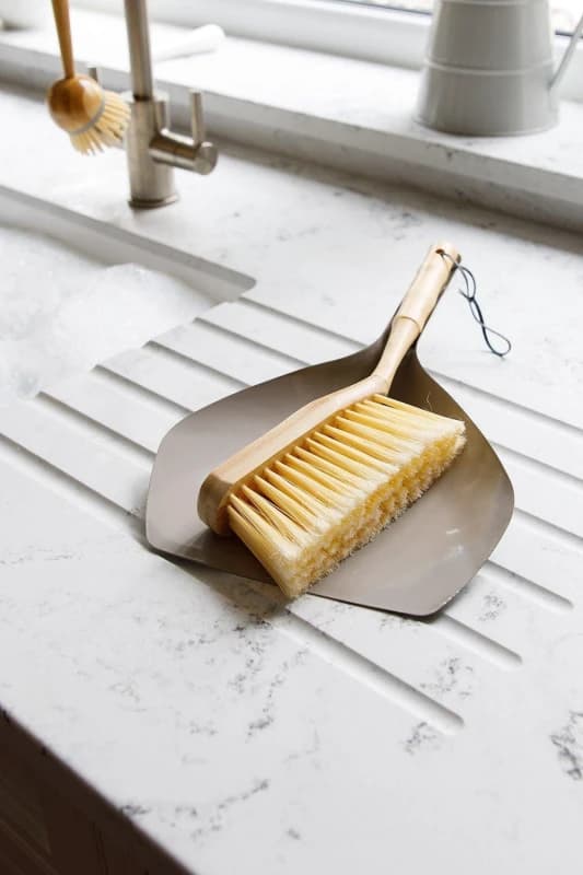 Image of Living Nostalgia Traditional Dustpan and Brush Set Grey