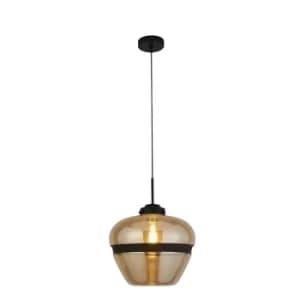Image of Meringue 1 Light Champagne Pendant, Black Band Detail