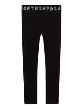 Image of DKNY Girls Logo Waistband Leggings - Black, Size Age: 10 Years, Women