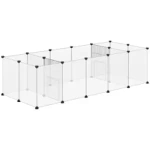 Image of PawHut Pet Playpen DIY Small Animal Cage 18 Panels Portable Metal Wire Yard Fence for Guinea Pigs Hedgehogs, 175 x 70 x 45 cm, White