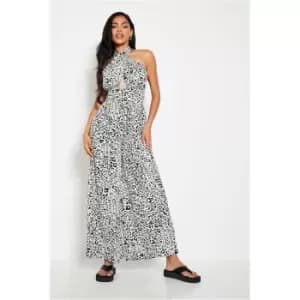 Image of I Saw It First White Woven Leopard Print Halterneck Sleeveless Jumpsuit - White