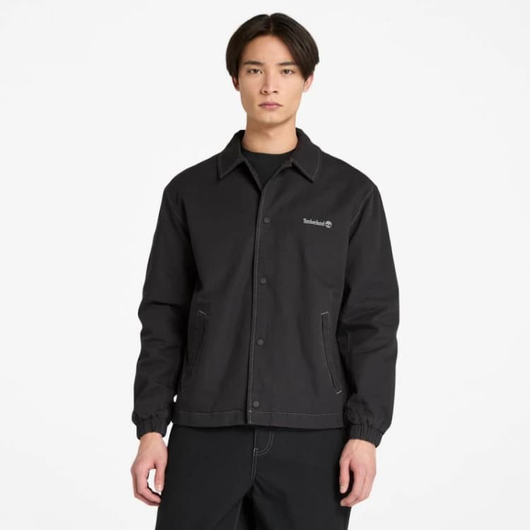 Image of Timberland Mens Coach Canvas Overshirt Black male S