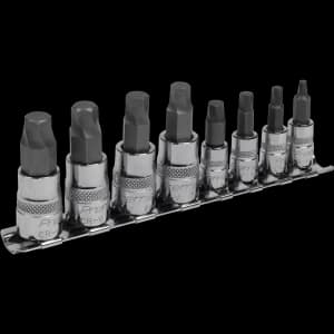 Image of Sealey 8 Piece 1/4" & 3/8" Drive Lock On Hexagon Socket Bit Set Metric Combination