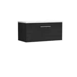 Image of Nuie Arno 800mm Wall Hung 1 Drawer Vanity & Sparkling White Laminate Top Charcoal Black