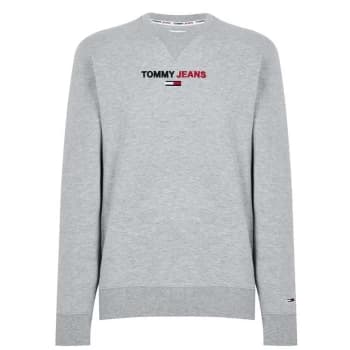 Image of Tommy Jeans Linear Logo Sweater - Grey Htr P01