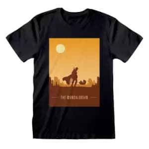 Image of Star Wars: The Mandalorian Unisex Adult Poster T-Shirt (L) (Black)