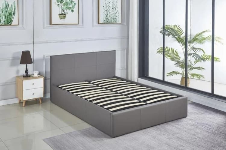 Image of KOSY KOALA KOSY KOALA Ottoman Storage Grey Faux Leather Bed Side Lift 3ft Single Bed Frame Grey One Size Unisex 5060711588360