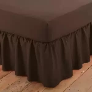 Image of Poetry Plain Dye 144 Thread Count Combed Yarns Chocolate King size Platform Valance - Charlotte Thomas