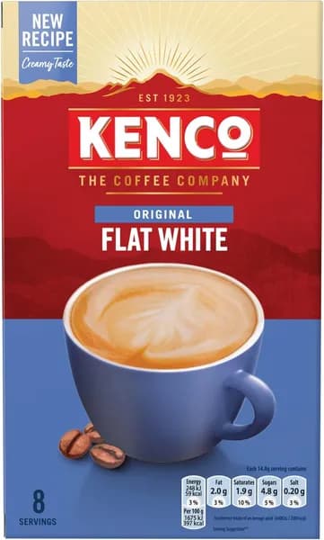 Image of Kenco Flat White Instant Coffee 8 Packs of 5 Boxes