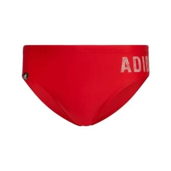Image of adidas Wording Swim Trunks Mens - Red
